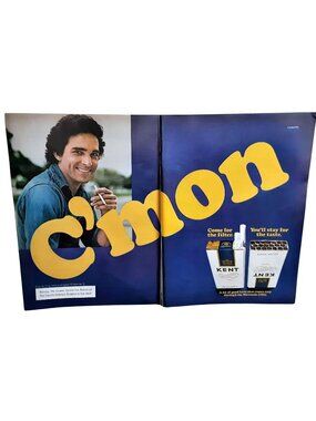 1975 Kent Cigarettes Vintage Print Ad Micronite Filter Tobacco Man Denim Shirt